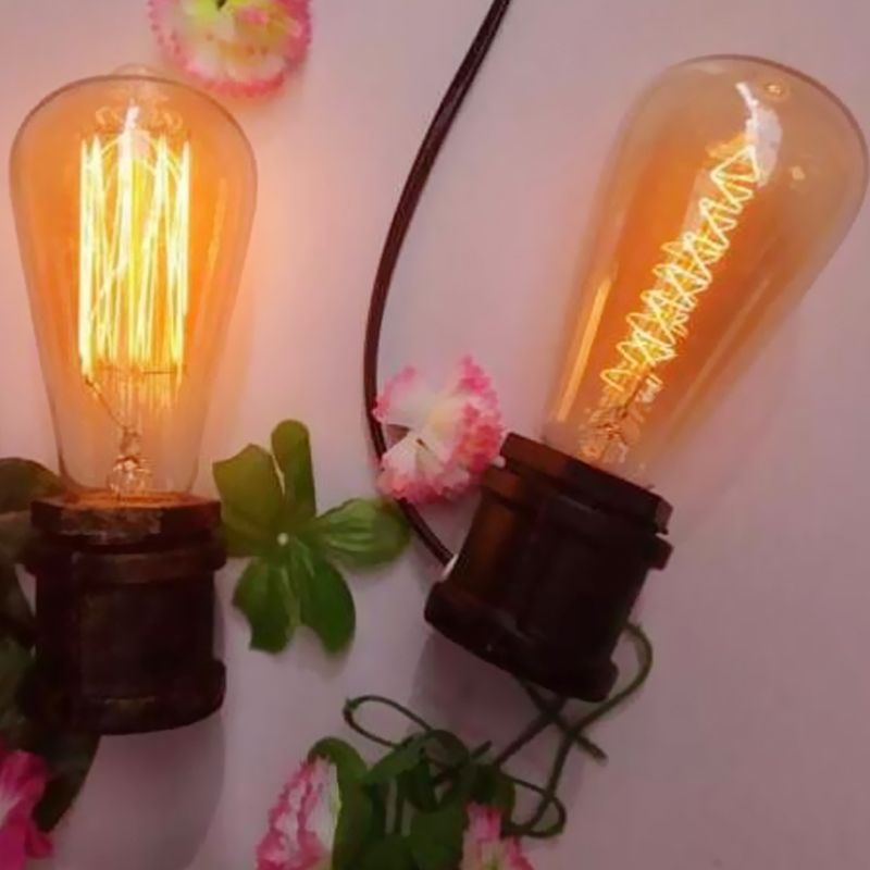 1 tête de nuit en métal lumière industrielle Rust Finish Bree Bared Bedroom Task Task lampe avec déco de soupape