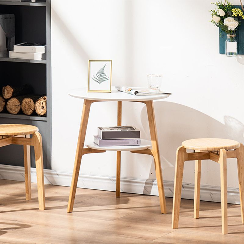 Contemporary End Table Wooden 3 Legs with Storage Double Tier Side Table