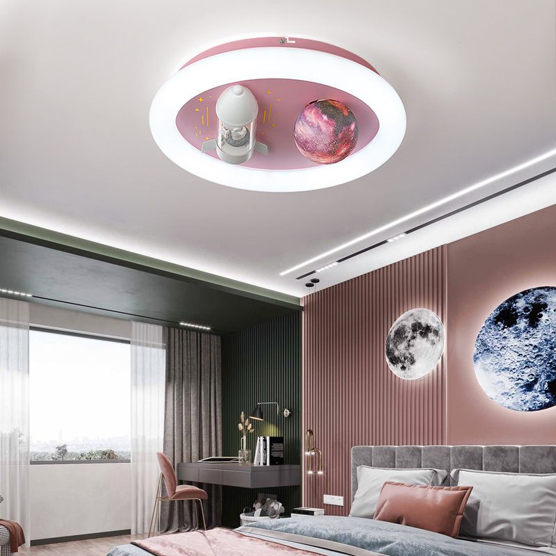 Cartoon métallique rond encastré LED lampe unique Chambre d'enfants encastré luminaire