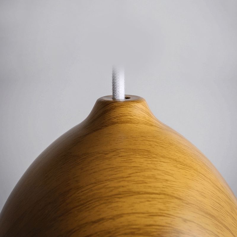 Wood Spherical Pendant Ceiling Light Simplicity Style Hanging Pendant Light in White