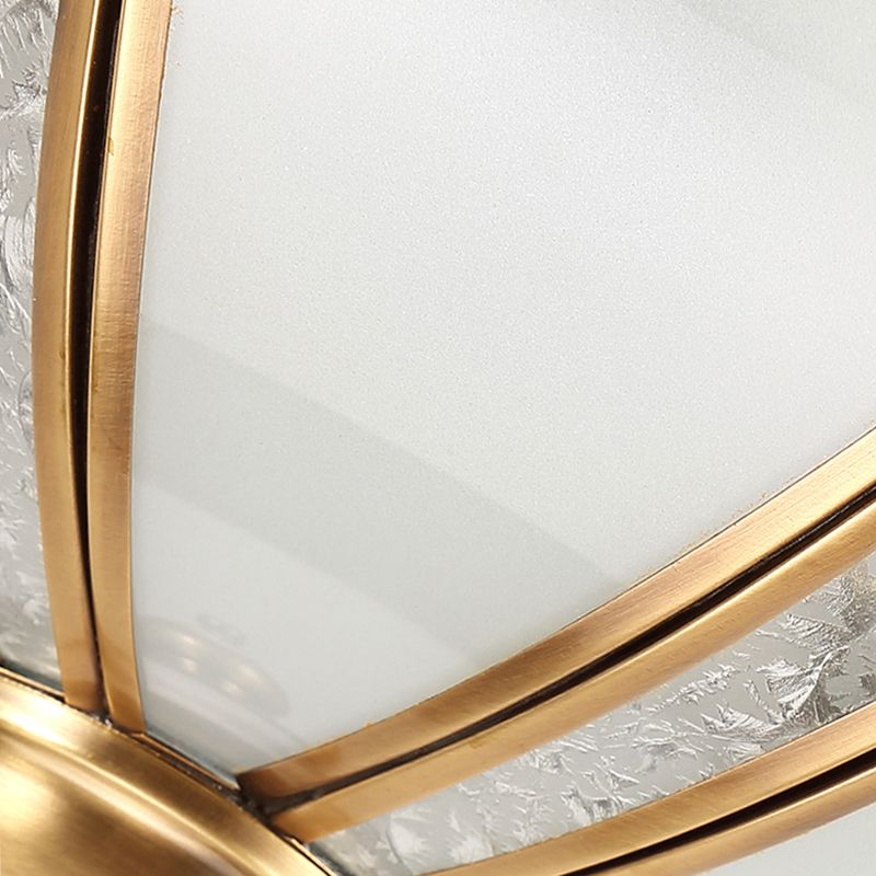 Style Colonial 1 Lumière Plafonnier En Cuivre Abat-Jour En Verre Blanc Plafonnier Chambre Salle À Manger