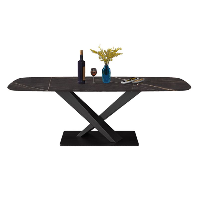 Metal Modern Rectangular Dining Table Sintered Stone Table for Dining Room
