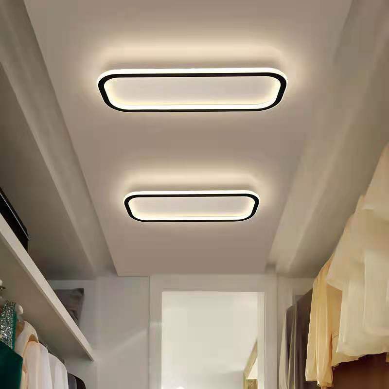Plafonnier rectangulaire noir, éclairage de plafond moderne en aluminium à LED