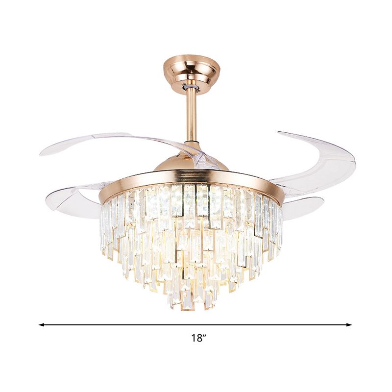 Luz de ventilador de techo cilíndrico de cristal Modernismo de iluminación LED en oro con control remoto/control de pared/control remoto y control de pared para sala de estar