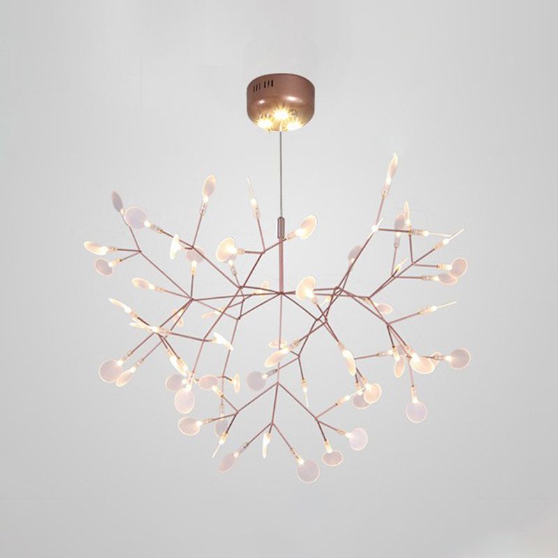 Metal Branch Shape Chandelier Postmodern Fireflies Hanging Lamp for Restaurant