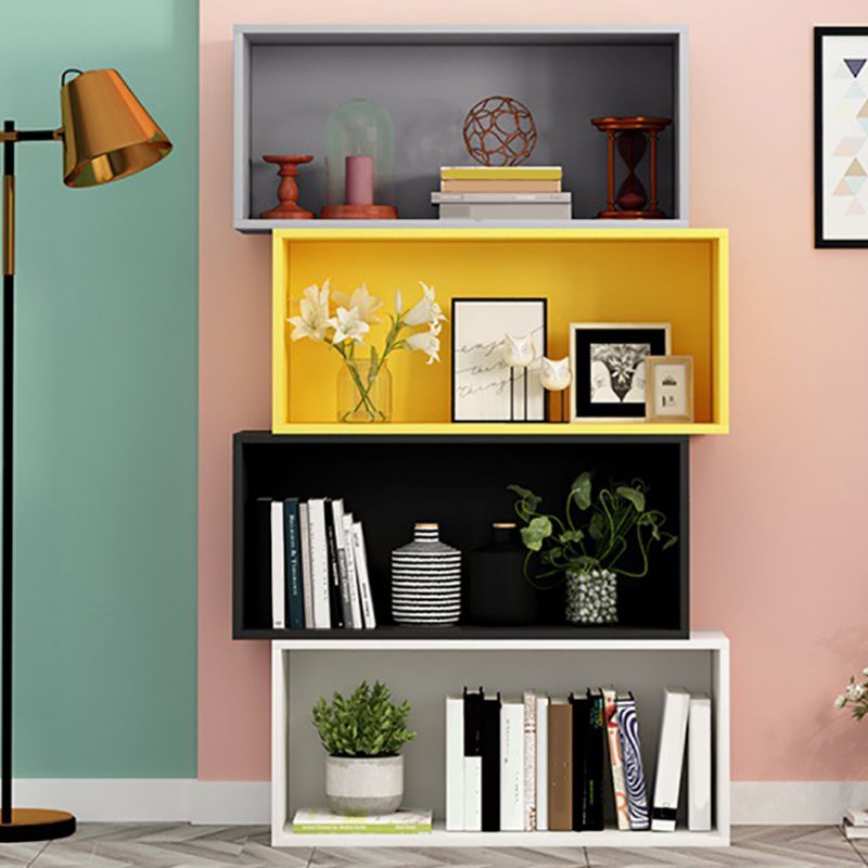 Scandinavian Standard Bookcase Engineered Wood Closed Back with Cabinets