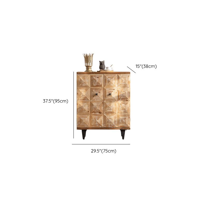 Distressed Wood Accent Chest Industrial Style Solid Wood Cabinet with Drawers