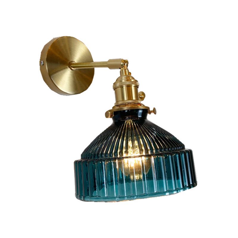 Single Golden Modern Wall Mounted Sconce Glass Shaded Wall Light for Living Room