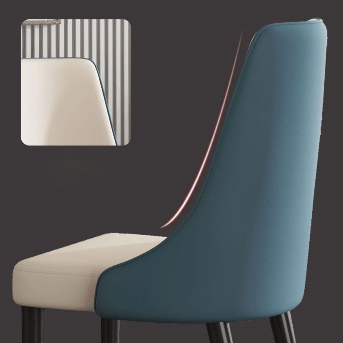 Glam Faux Leather Dining Chair Parsons Chair in Matte Finish for Kitchen