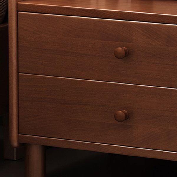 Solid Wood Kids Bedside Table Modern Rubber Wood Nightstand with 2 Drawers