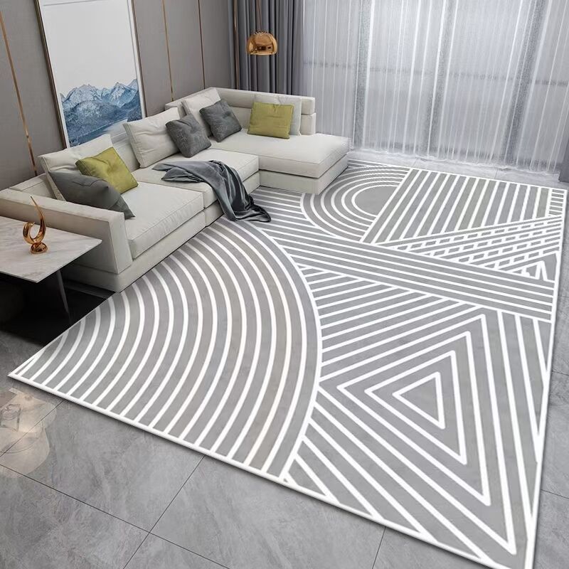 Dark Modern Rug Polyester Striped Rug Washable Rug for Home Decor