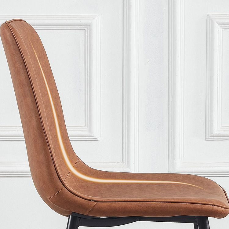 Macaron color Scandinavian Dining room Chair Leather Solid Back Side Chair