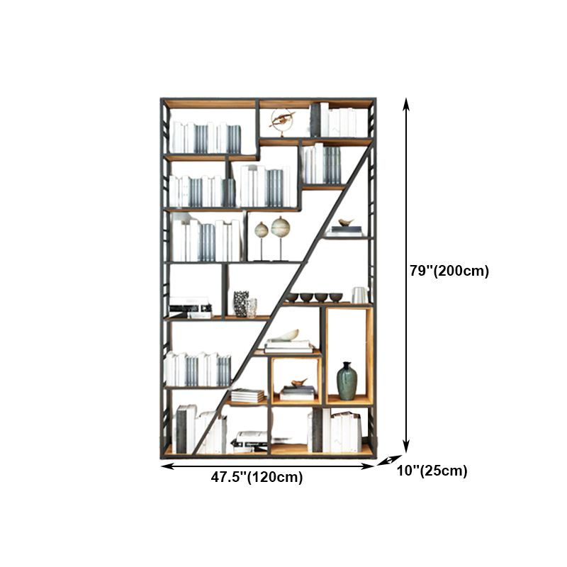 Modern Bookcase Metal and Wooden Shelf Bookcase for Study Room