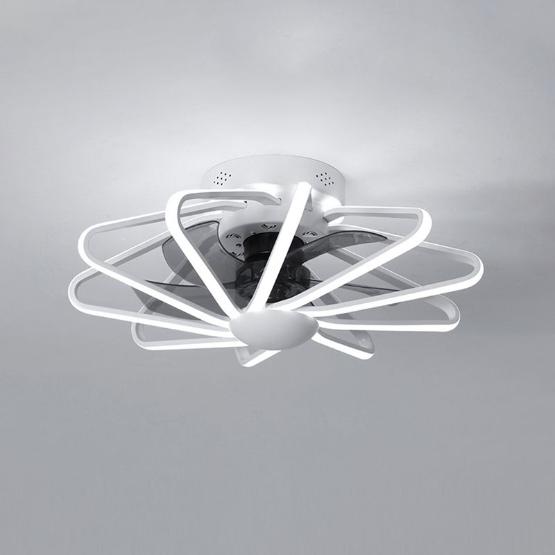 Metall Lineare Lüfterbeleuchtung minimalistische künstlerische Schlafzimmer LED Semi Flush Deckenleuchte