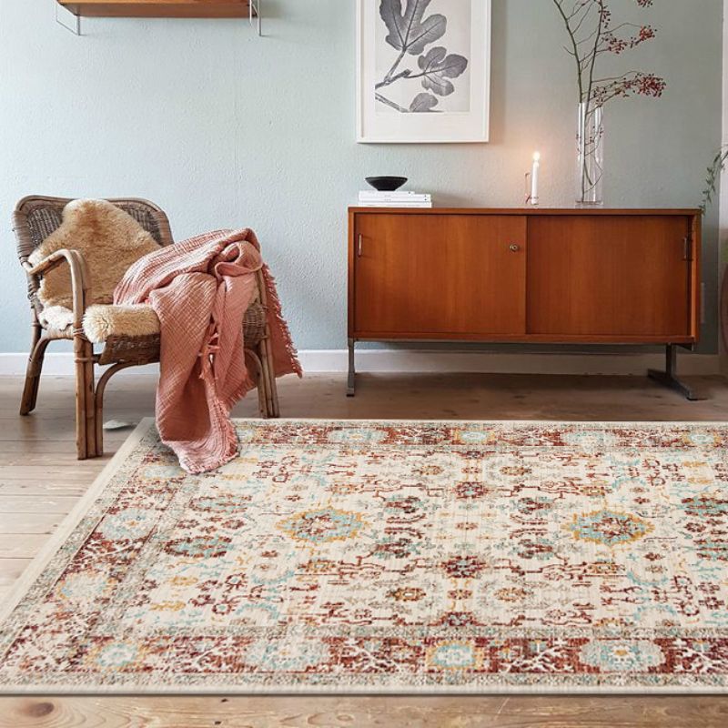 Blauer Vintage Teppich Polyester Grafikbereich Teppich nicht rutschfestem Innenteppich für Salon