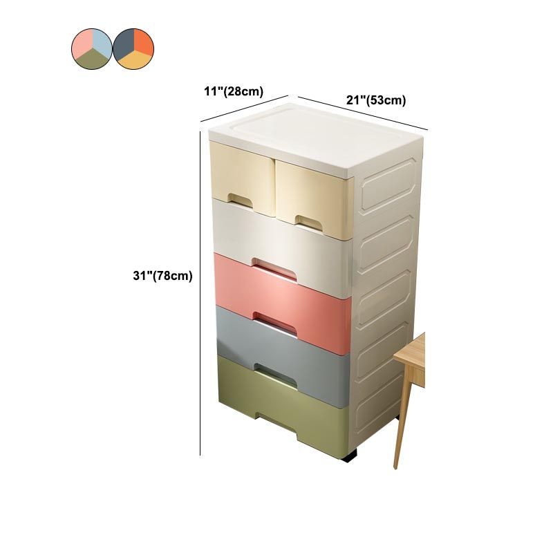 Contemporary 6-drawer Storage Cabinet Plastic Wardrobe Armoire