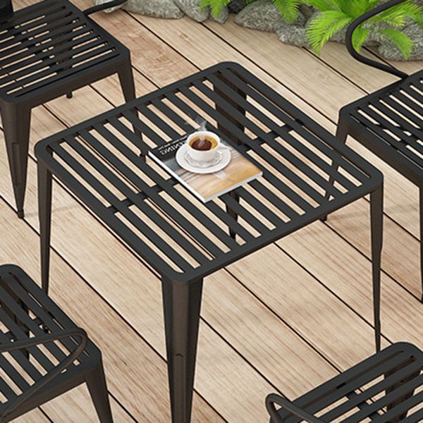 Metal Modern Dining Table Set 1/5/7 Pcs Metallic Finish Dining Set