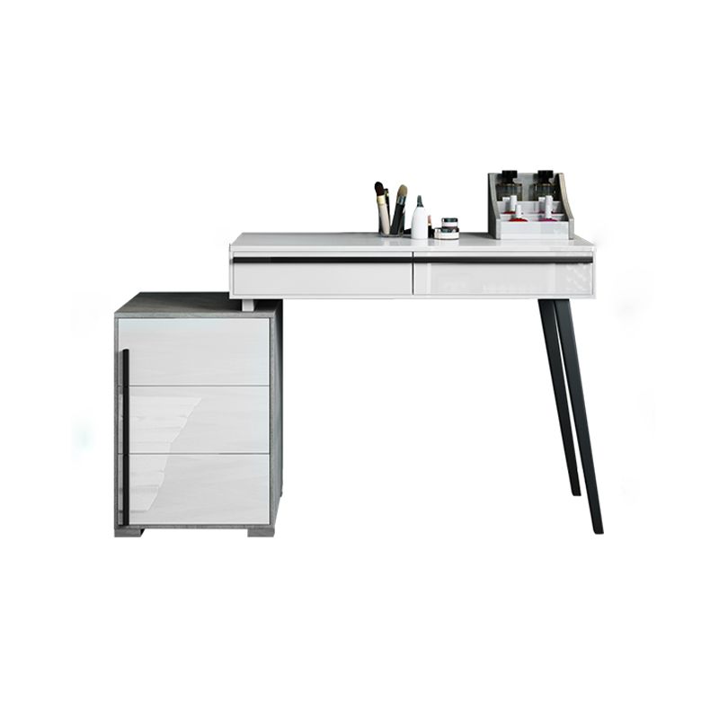 Modern Withe Vanity Wood Makeup Dressing Table Stool Set with Drawers