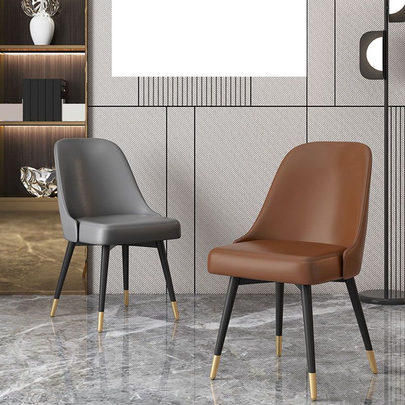 Chaises de salle à manger sans bras à dossier solide de style nordique, chaises de salle à manger en Faux cuir