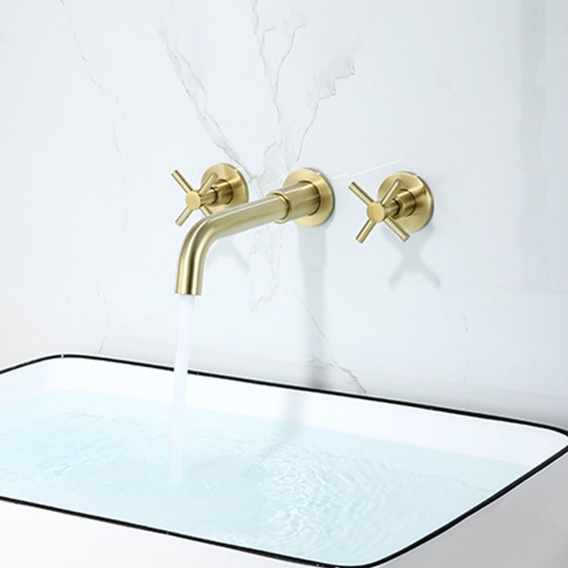 Glam Style Faucet 3 Holes Wall Mounted Bathroom Faucets with 2 Cross Handles