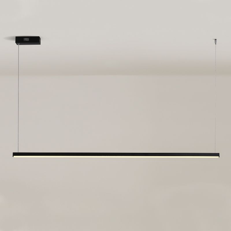 Estilo moderno de forma lineal isla luz de metal 1 idea de iluminación de la isla ligera en negro