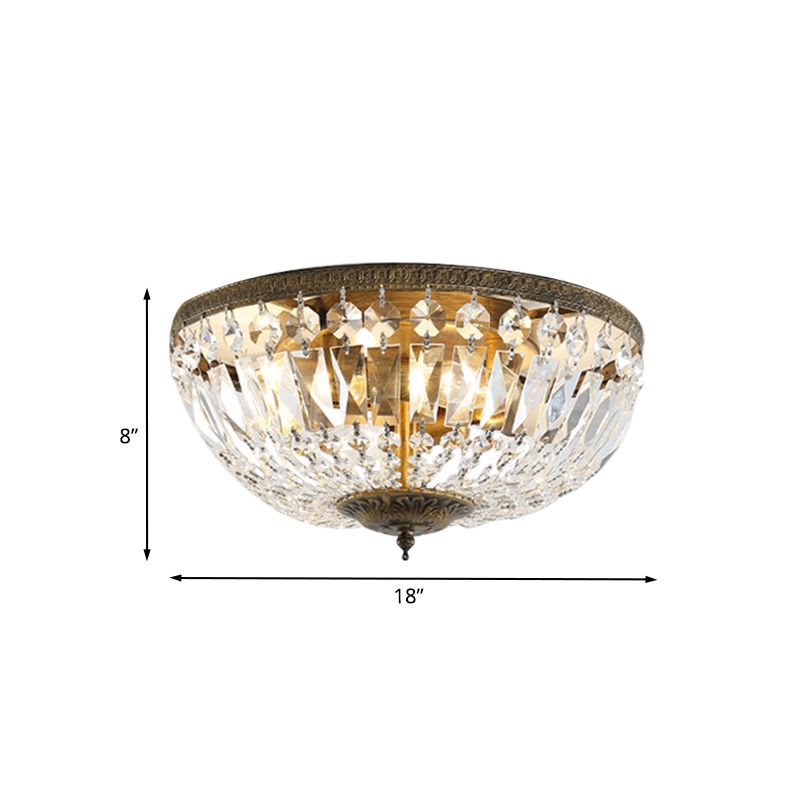 Dome Crystal Flush Mount Ceiling Fixture Glam Flushmount Light in Antique Bronze Finish
