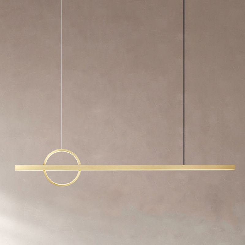 Nordic LED Island Lighting Fixture Minimalist Metallic Pendant Light for Dining Room