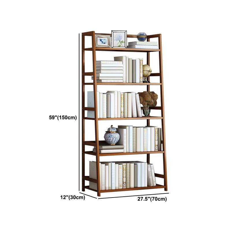 Contemporary Brown Bamboo Shelf Bookcase Open Bookcase for Study Room