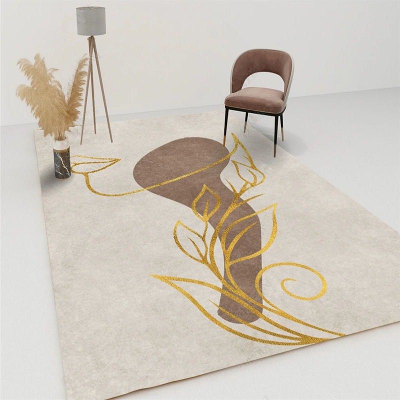 Brown Modern Carpet Polyester Color Block Carpet Washable Carpet for Living Room