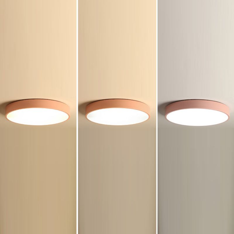 Drum Flush Mount Fixture Simplicity Metal 1 Light Flush Light