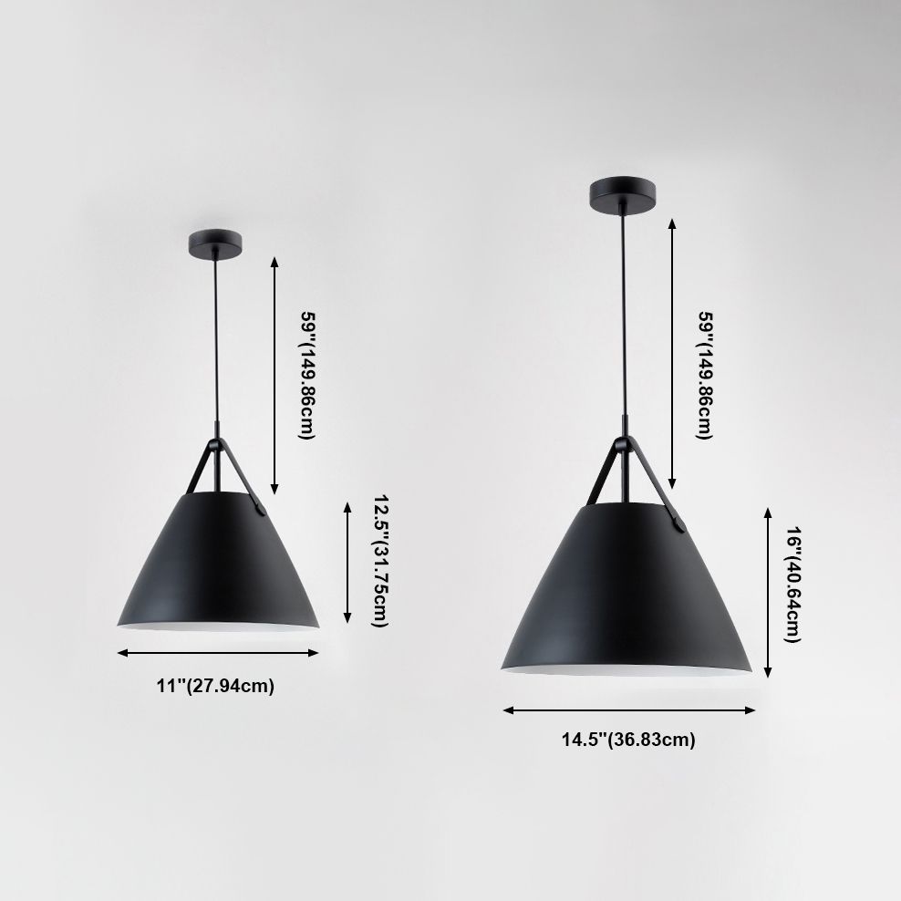 Lampada a sospensione singola creativa moderna troncata cono a sospensione macaron con tonalità in ferro battuto