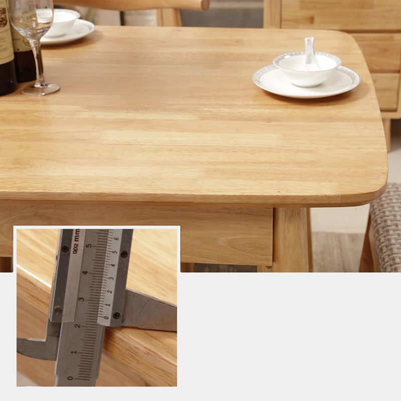 Modern Style Solid Wood Dining Set with Rectangle Shape Table and 4 Legs Base for Home Use