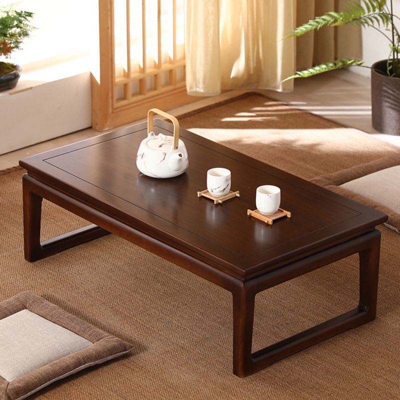 Modern Style Elm Wood Sleigh Shaped Base Design Rectangular Coffee Table
