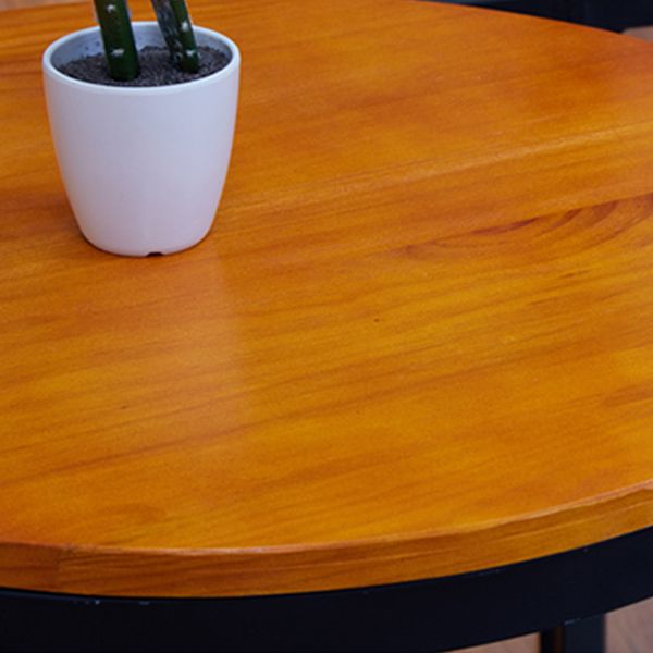 Industrial Style Black Iron Bar Table Wood Brown Top Bistro Table with Pedestal