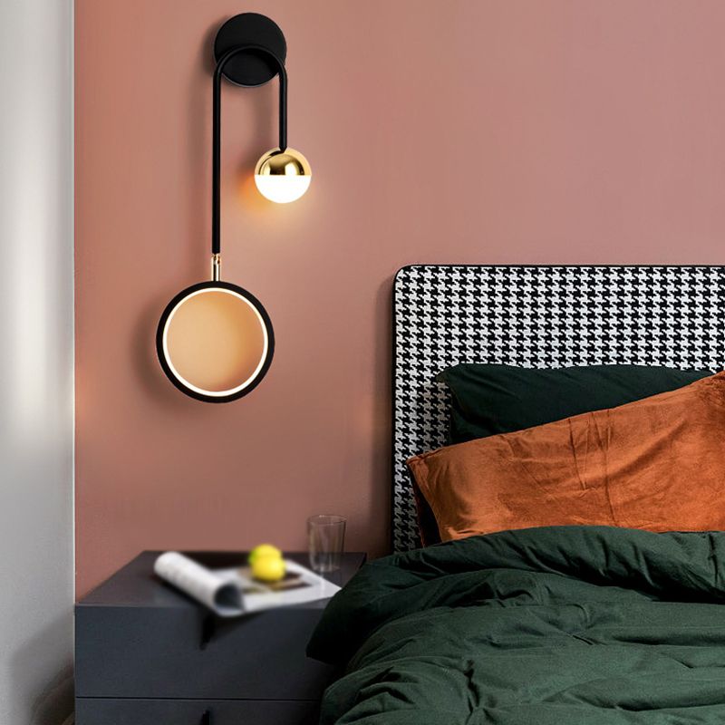 Contemporary LED Wall Light Black Metal Lighting for Living Room