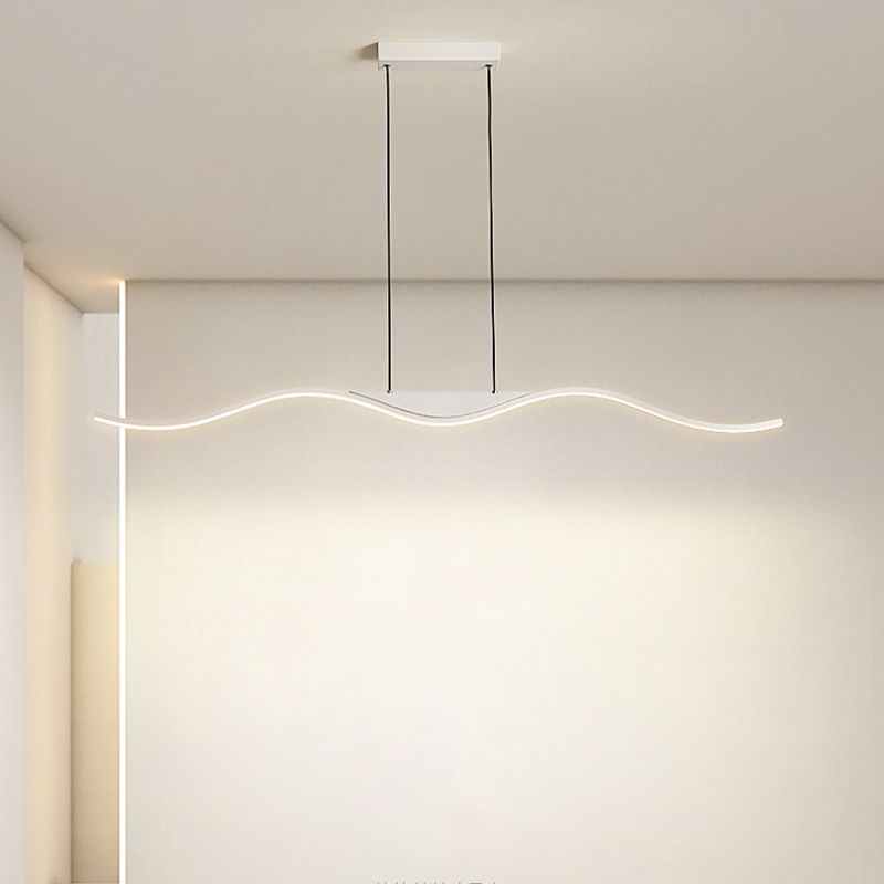 Unique Shape Hanging Lamp Modern Island Chandelier Lights in White Finish for Dining Room