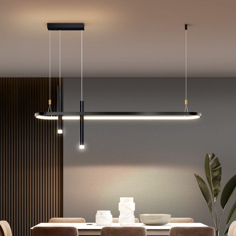 Mid-Century Straight Bars Island Chandelier Lights Metal Chandelier Lamp