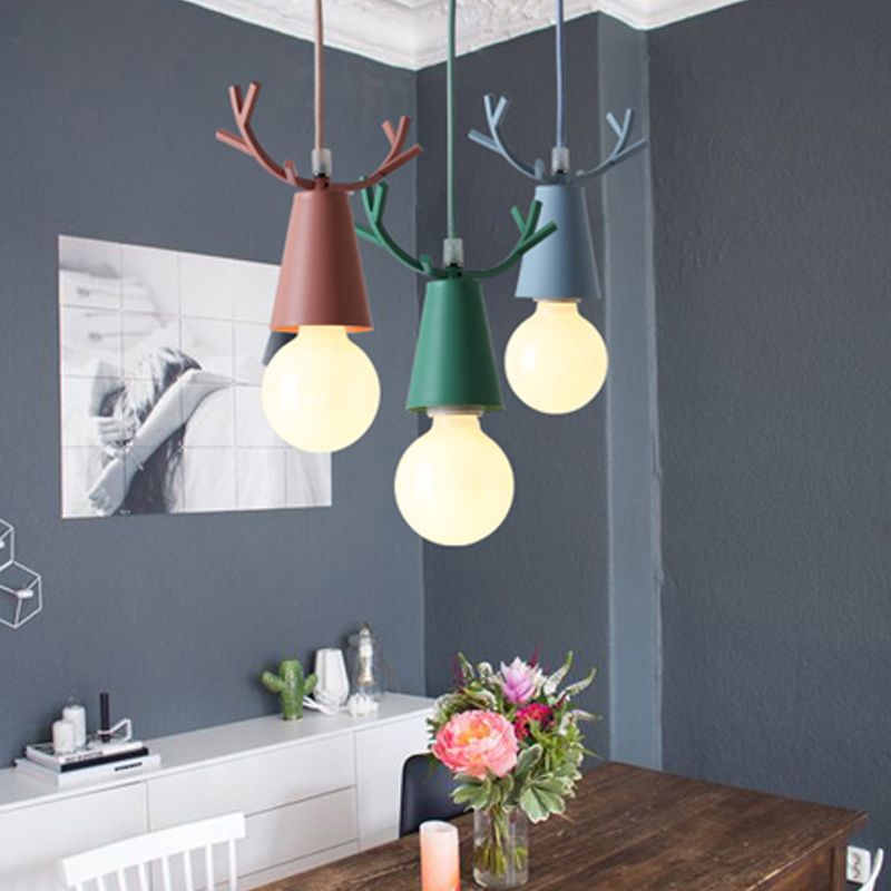 Antlers Metal Hanging Light Fixtures Modern Shop Pendant Light with 1 Light
