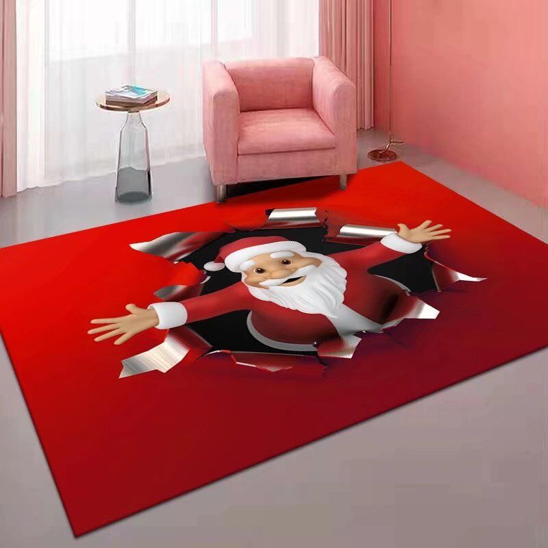Modern Red Rug Polyester Snowflake Indoor Rug Washable Rug for Home Decor