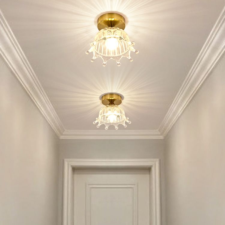 Modern Ceiling Lamp Geometric Flush Mount Light Fixture with Glass Shade for Bedroom