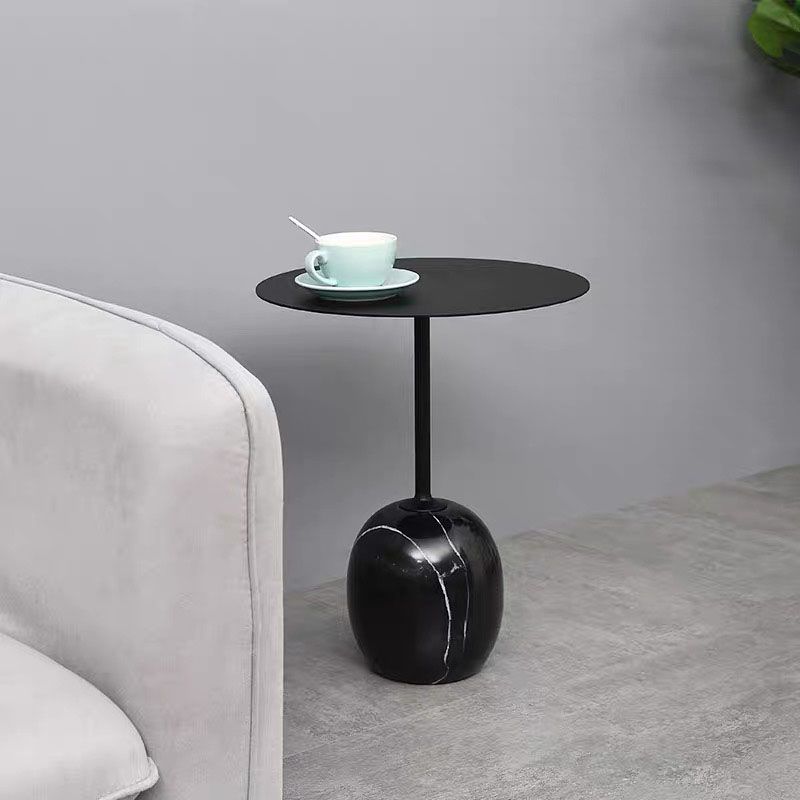 Round Metal Table Marble Pedestal Base Medieval Modern Style Side Table