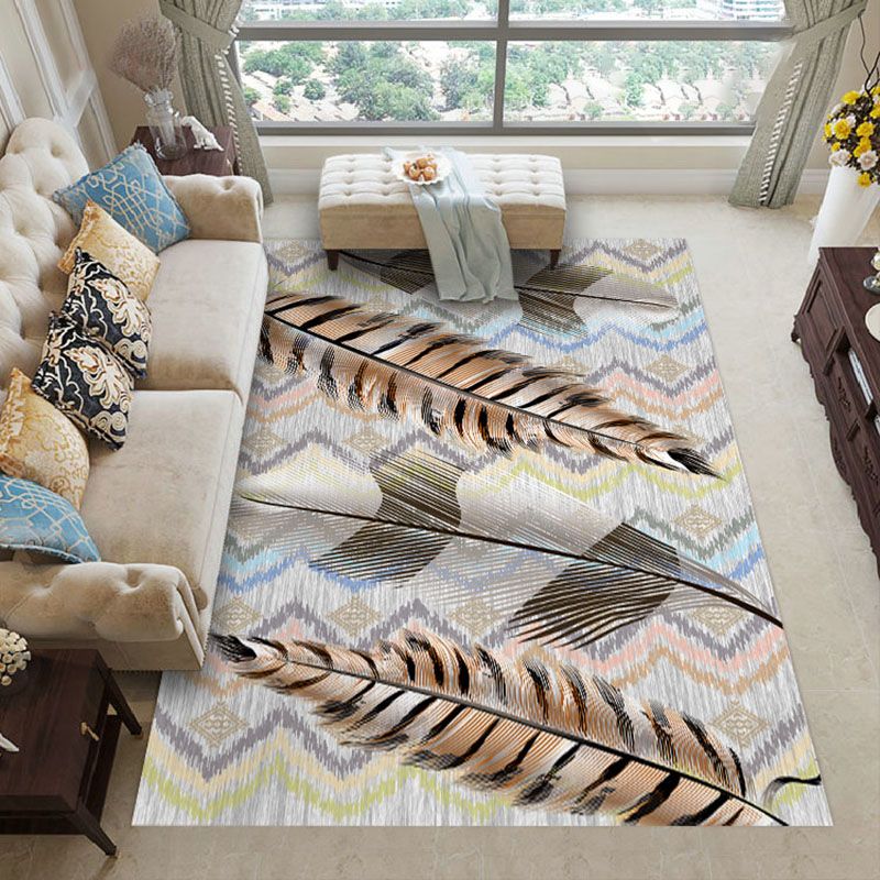Stylish Modern Area Carpet Floral Pattern Polyester Area Rug Stain Resistant Rug for Home Decor