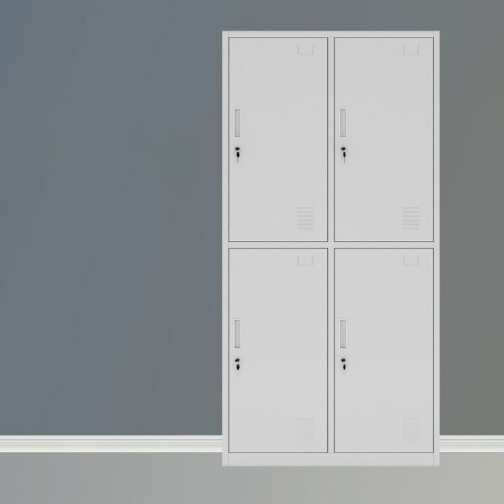 Metal Hinged Door Storage Cabinet Contemporary Gray Cabinet for Bathroom
