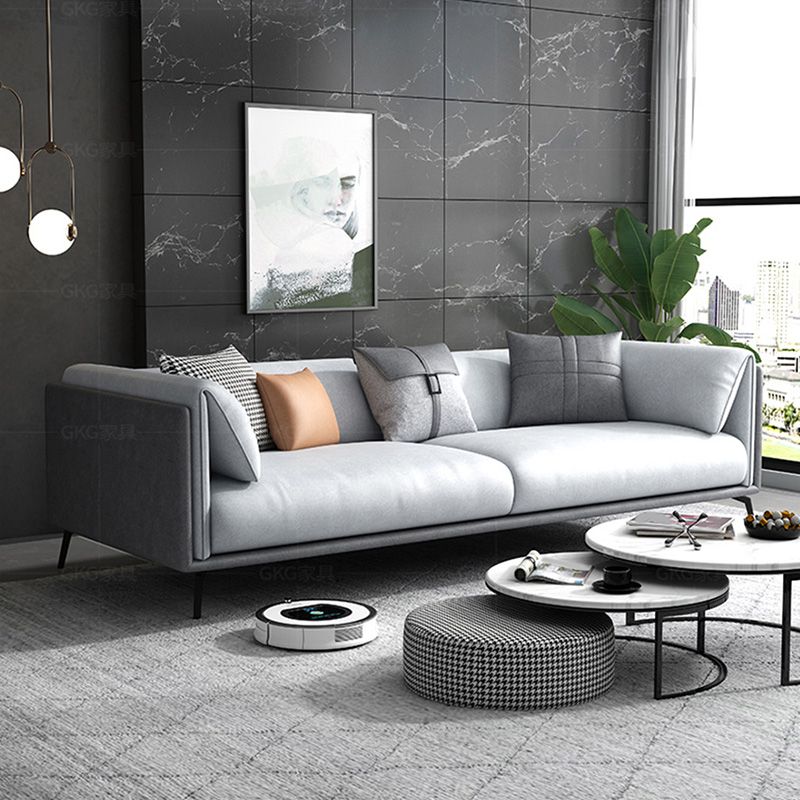 Pillow Top Arm Sofa with Pillows Seating Contemporary in Gray