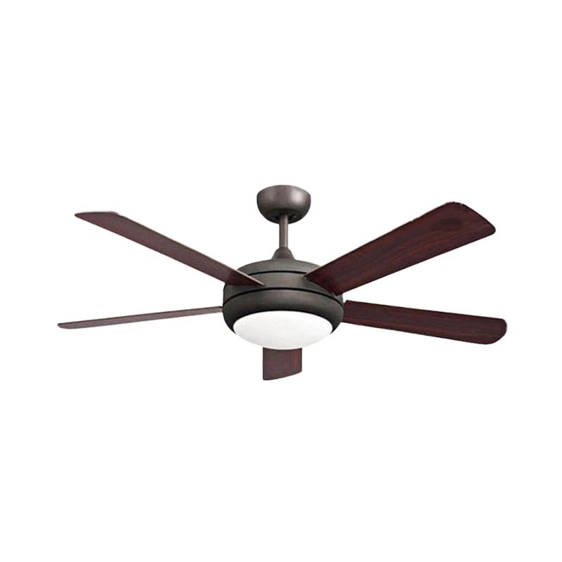 45.5" Wide Metal Black Semi-Flush Mount Bowl LED Rustic Ceiling Fan Lamp with 5 Blades