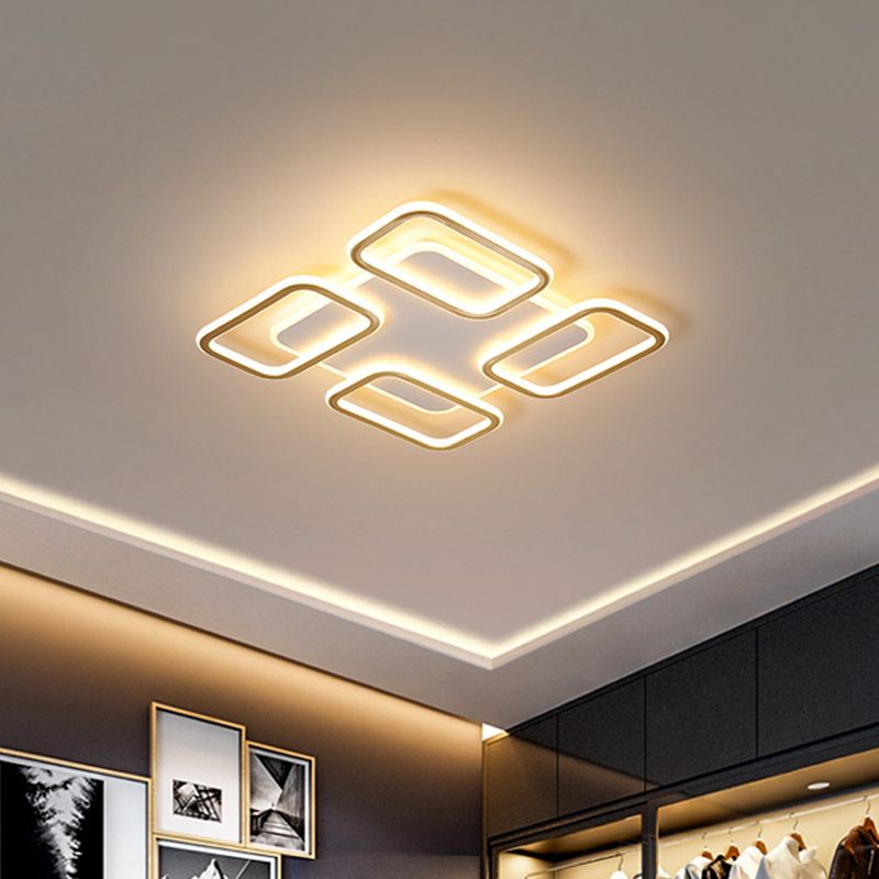 Squared Acrylic Ceiling Flush Light Simplicity Gold 16.5"/20.5" Wide LED Flush Mount Lighting in Warm/White Light