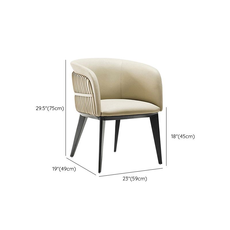 Contemporary Arm Chair Faux Leather Solid Back Dining Room Chair for Home