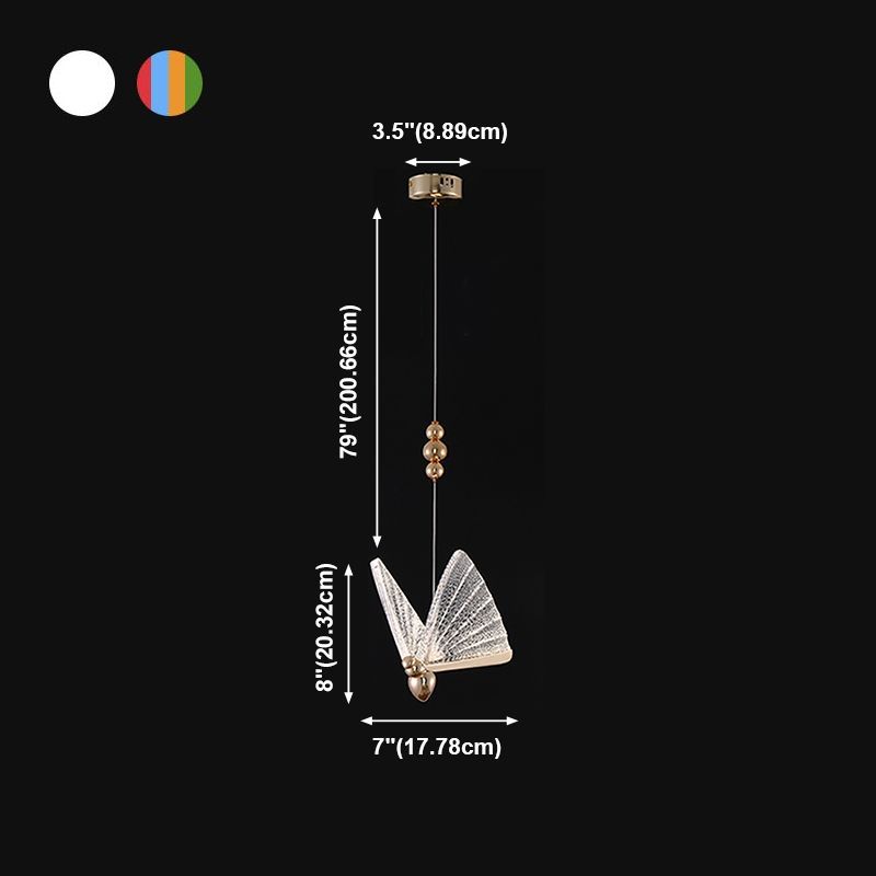 Métal Butterfly Shade Hanging Lights Modern Style 1 Light Hanging Mount Fixture For Dining Room