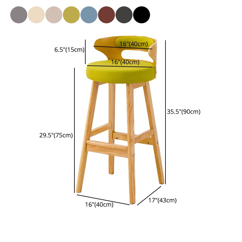 Scandinavian Style Bar-stool with Wooden Legs Round Seat Counter Stool for Kitchen Bar