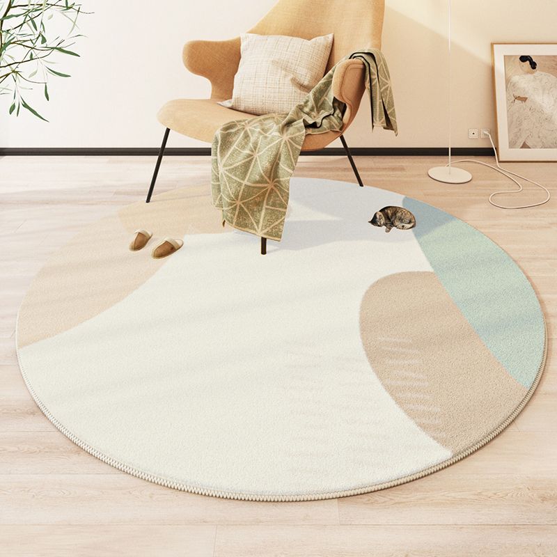 Navy Modern Rug Polyester Color Block Rug Washable Rug for Living Room